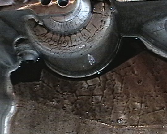 Oilpan After Removal, Showing Presence of Aluminum Flash
